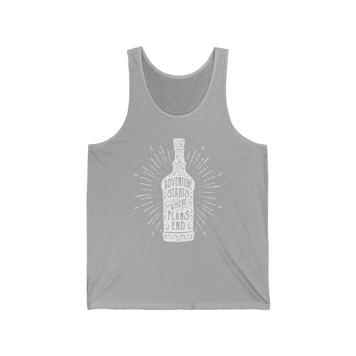 Adventure starts where plans end - Unisex Jersey Tank