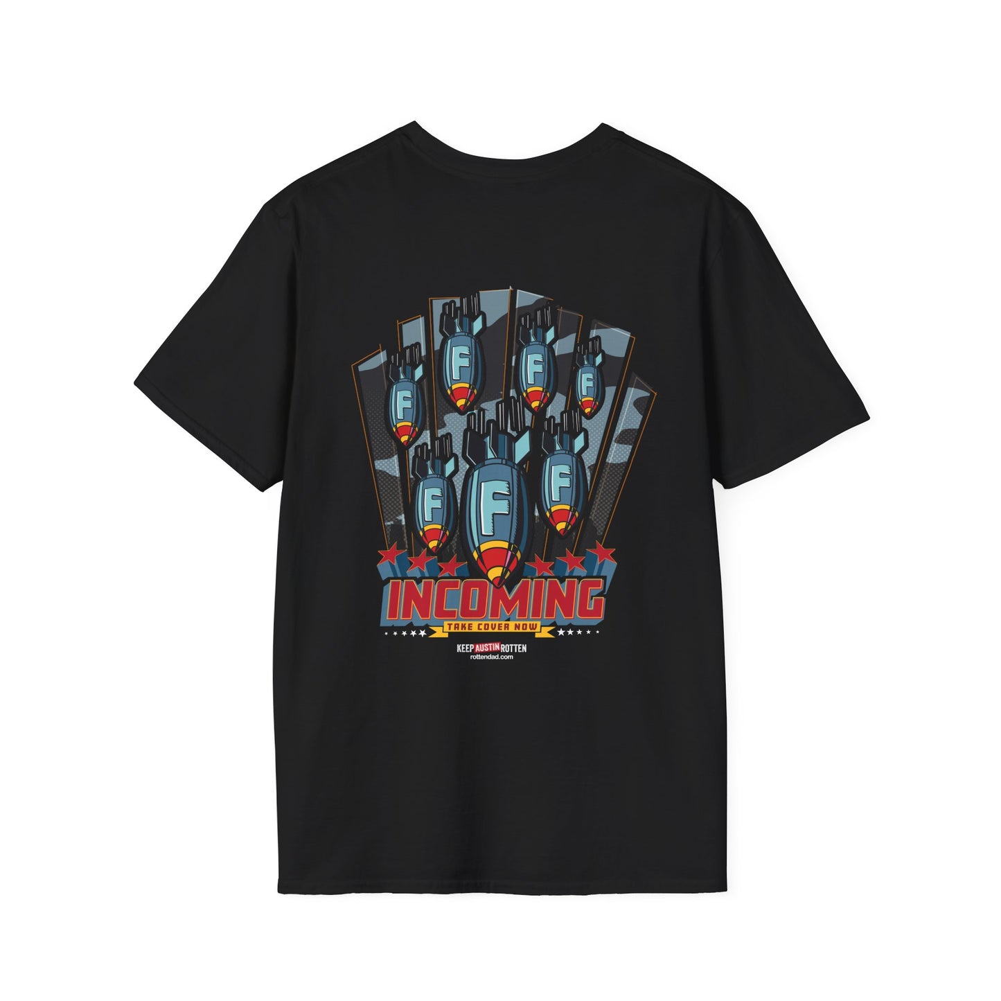 F-Bomb Incoming - Austin Edition - Front & Back Printed T-Shirt