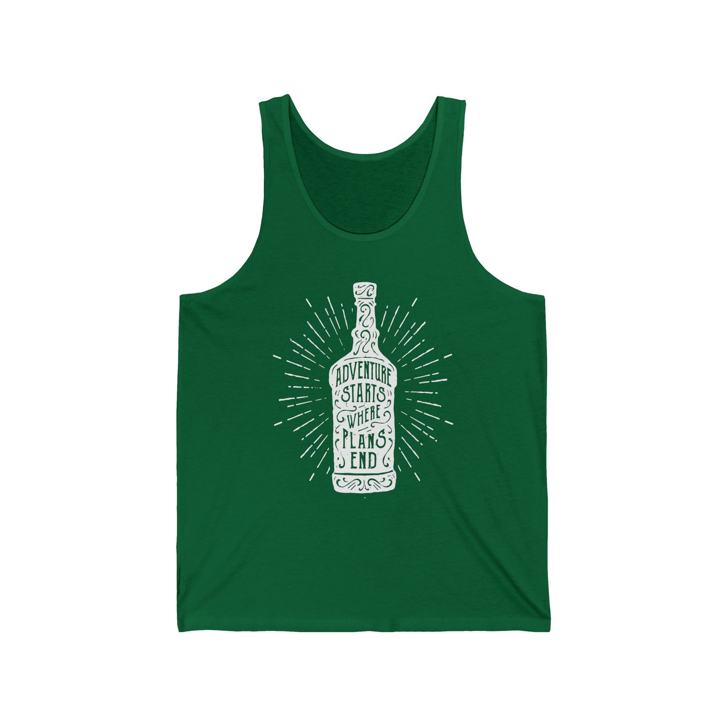 Adventure starts where plans end - Unisex Jersey Tank