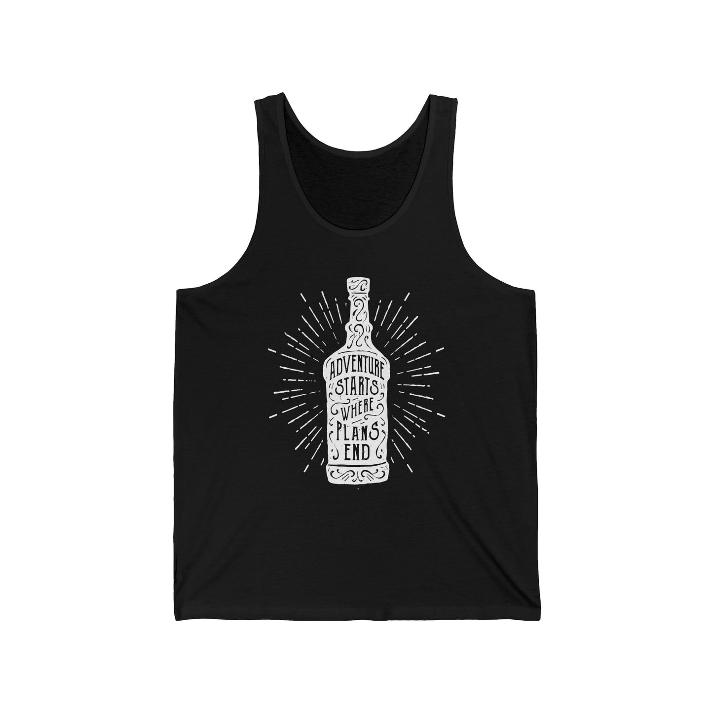 Adventure starts where plans end - Unisex Jersey Tank