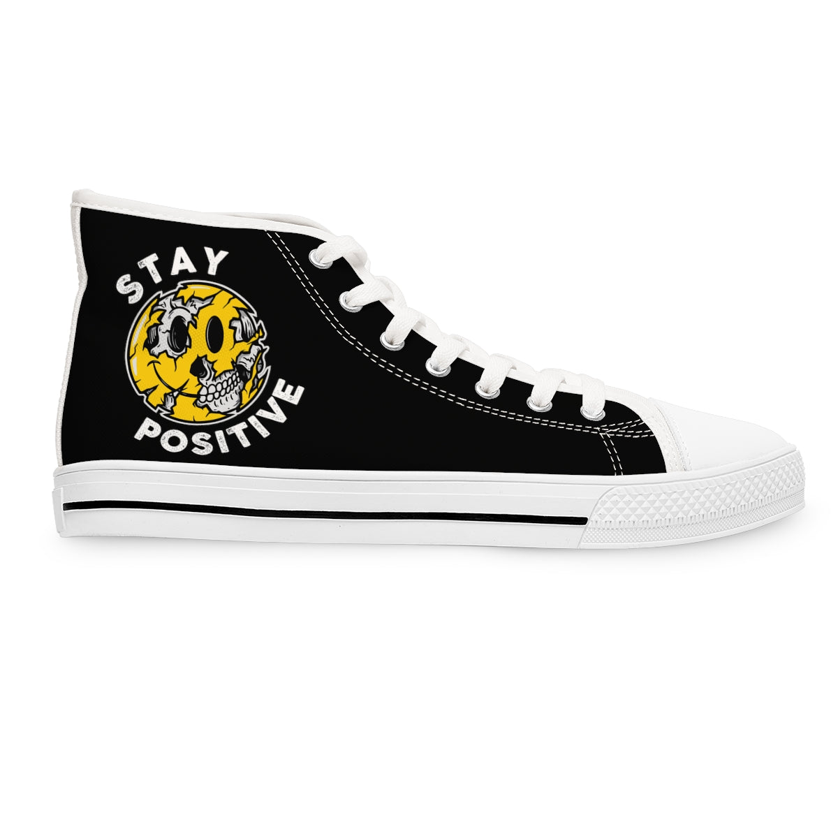 Stay Positive [Black] - Women's High Top Sneakers