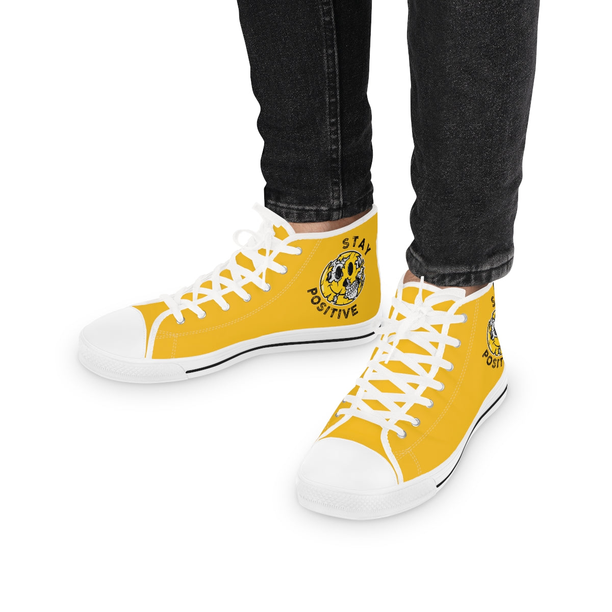 Stay Positive [Yellow] - Men's High Top Sneakers