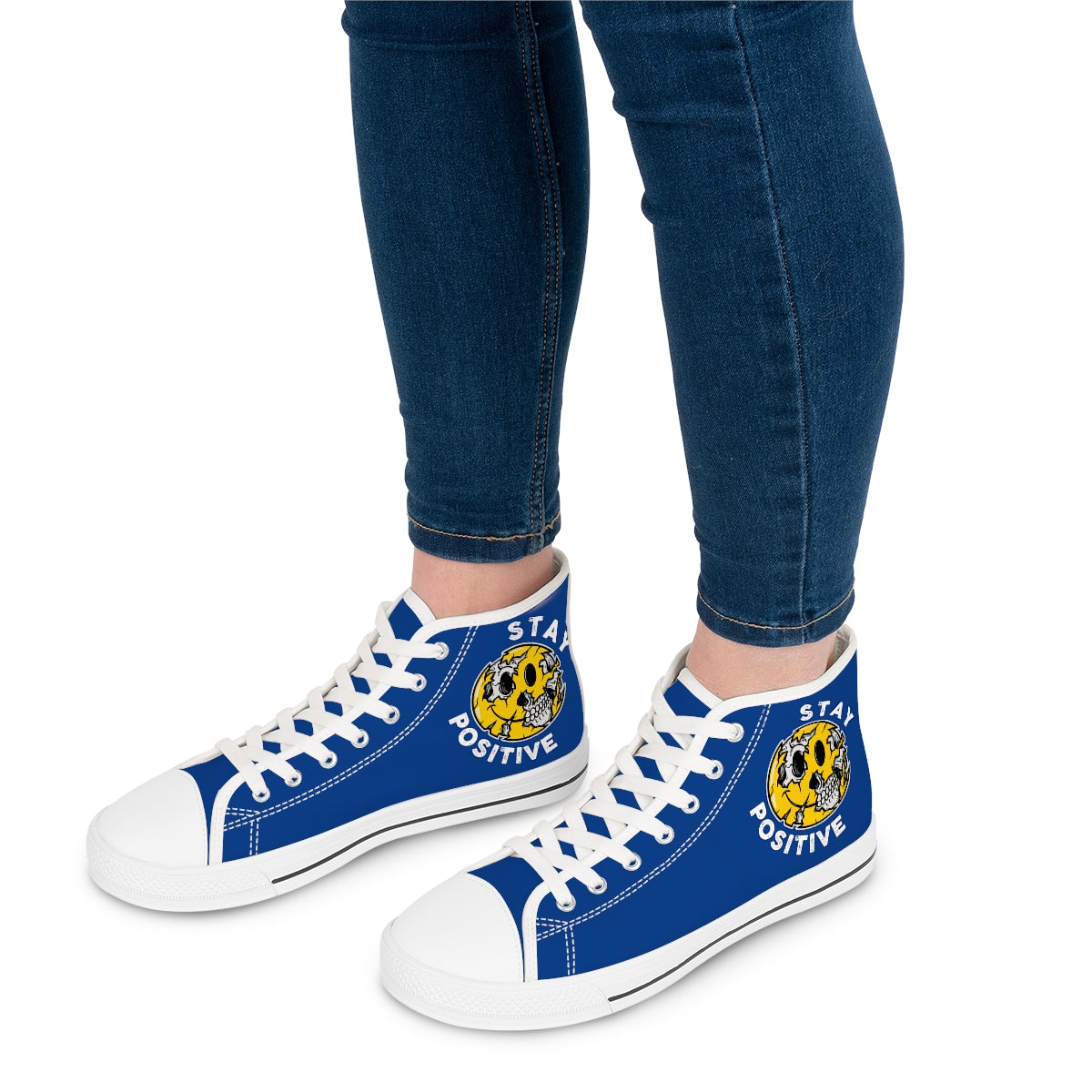 Stay Positive [Blue] - Women's High Top Sneakers