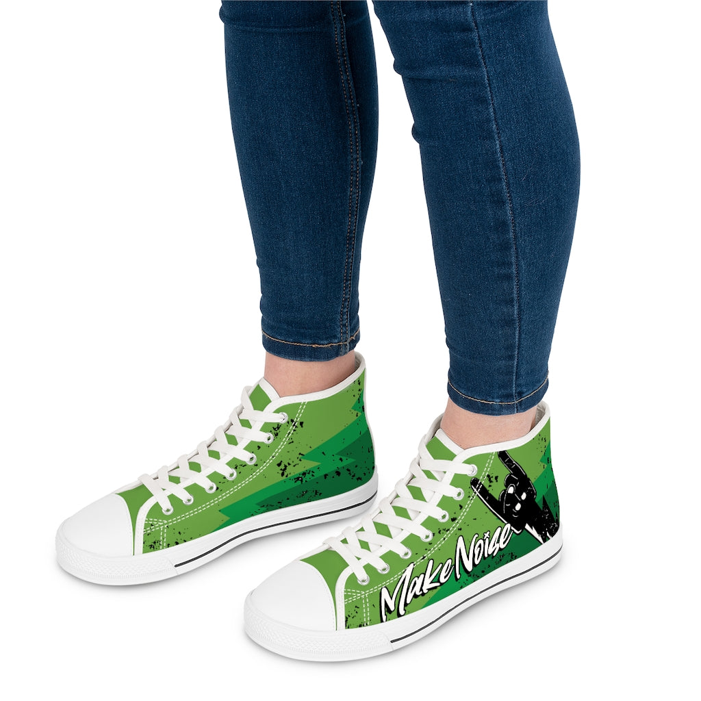 MAKE NOISE  [Green] - Women's High Top Sneakers