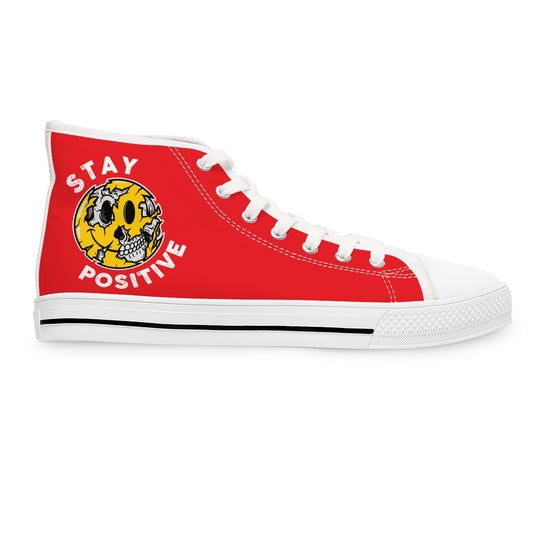 Stay Positive [Red] - Women's High Top Sneakers