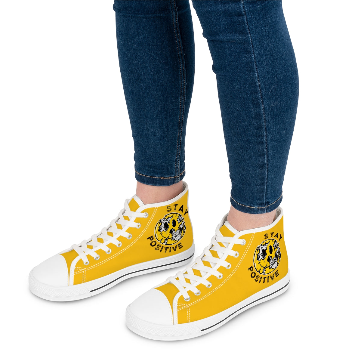 Stay Positive [Yellow] - Women's High Top Sneakers