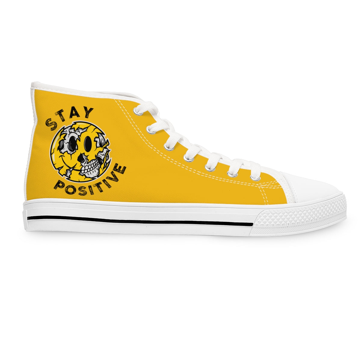 Stay Positive [Yellow] - Women's High Top Sneakers