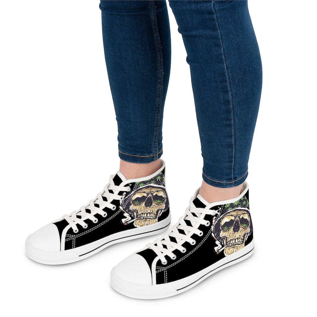 Sweet Leaf [Black] - Women's High Top Sneakers