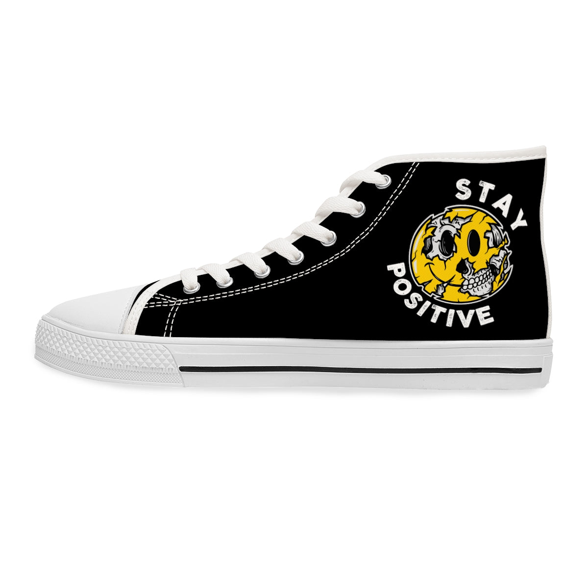 Stay Positive [Black] - Women's High Top Sneakers