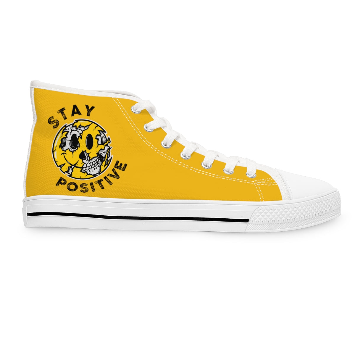 Stay Positive [Yellow] - Women's High Top Sneakers