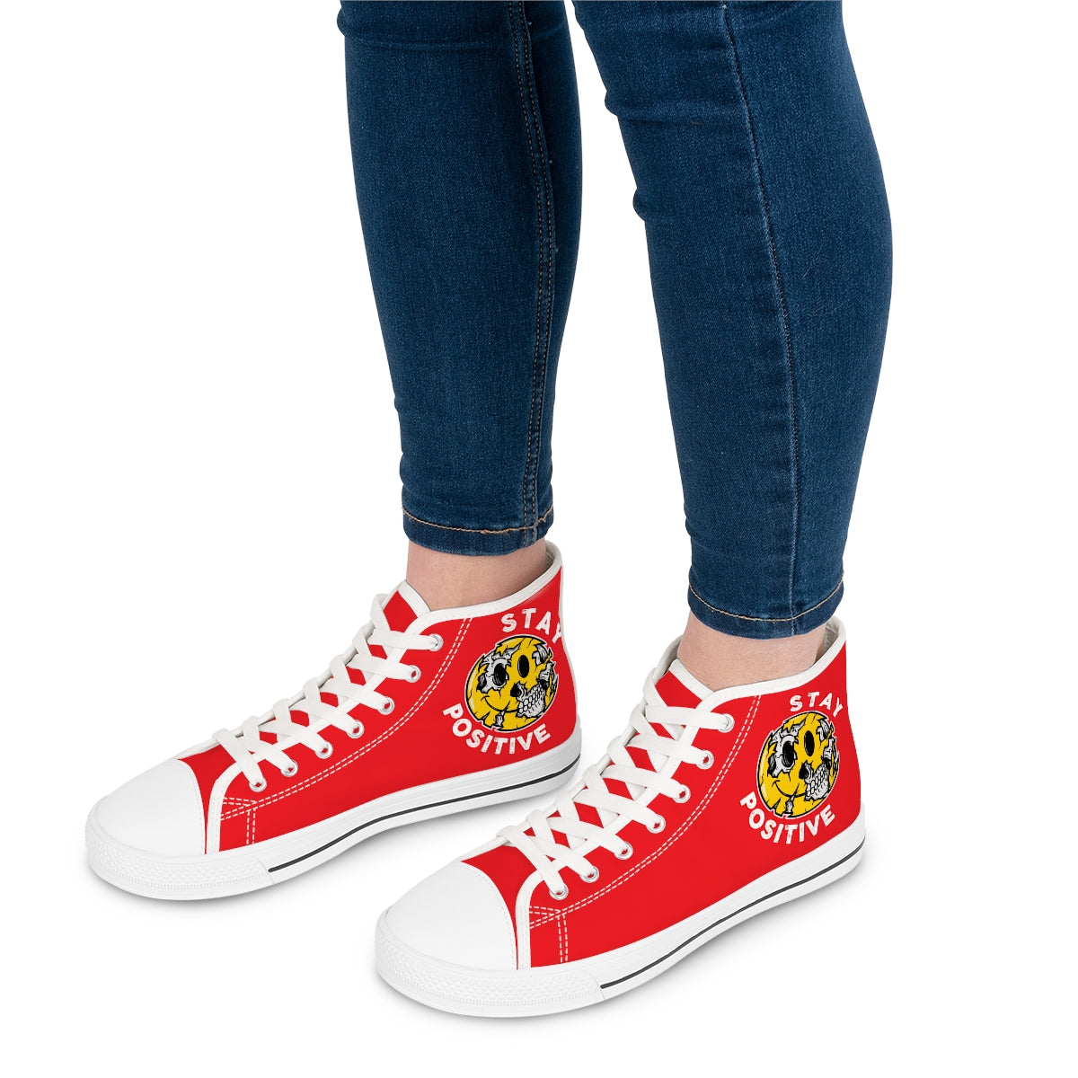 Stay Positive [Red] - Women's High Top Sneakers