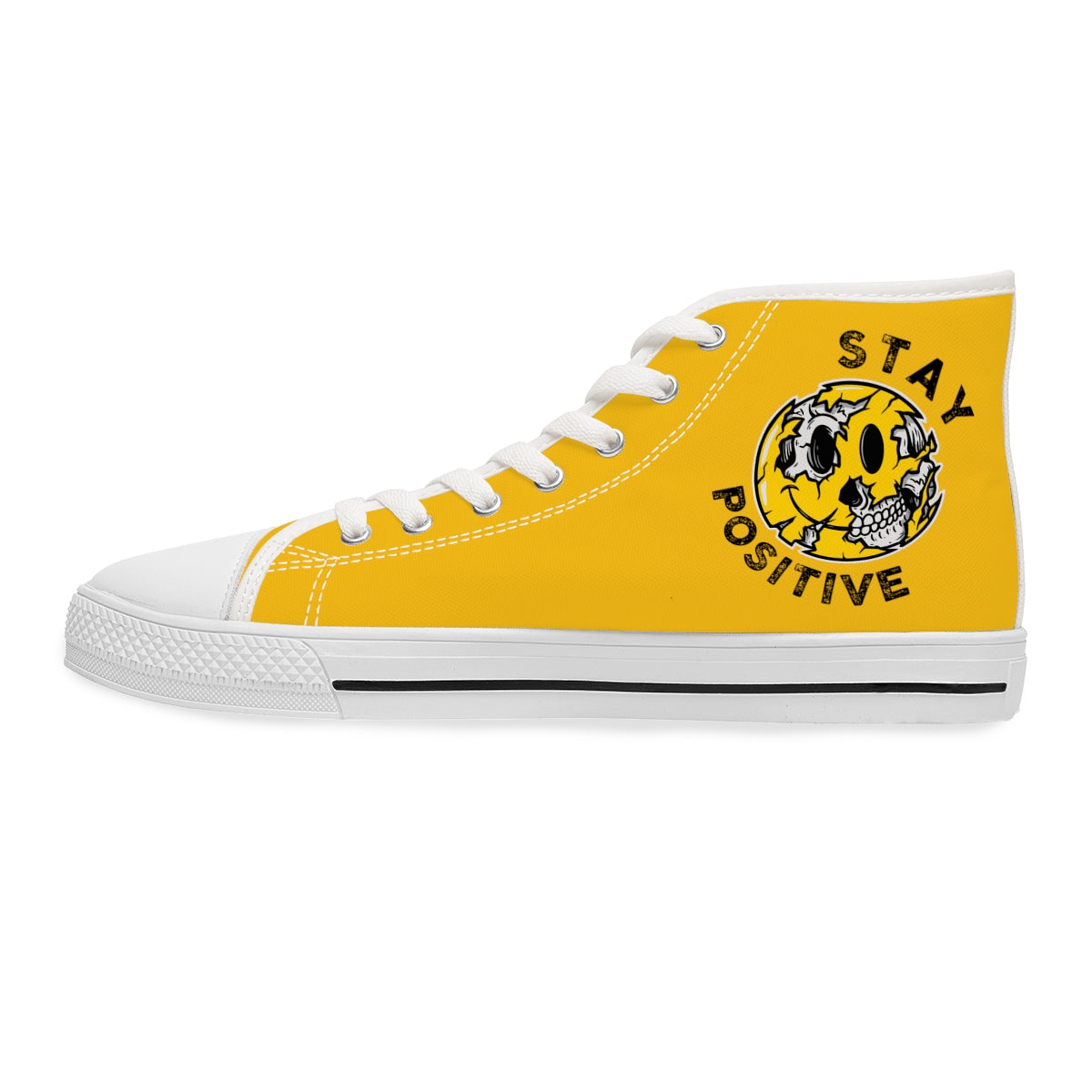 Stay Positive [Yellow] - Women's High Top Sneakers