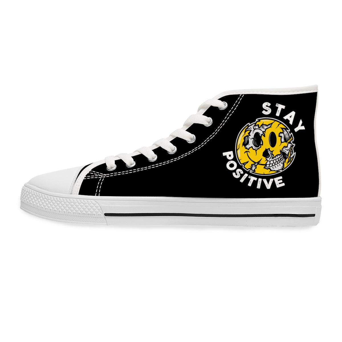 Stay Positive [Black] - Women's High Top Sneakers