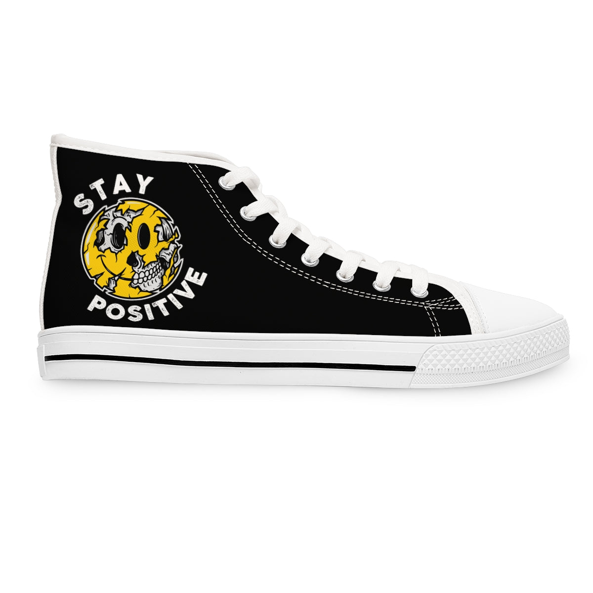 Stay Positive [Black] - Women's High Top Sneakers