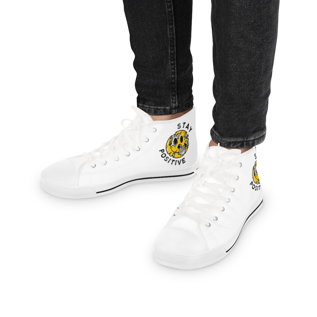 Stay Positive [White] - Men's High Top Sneakers