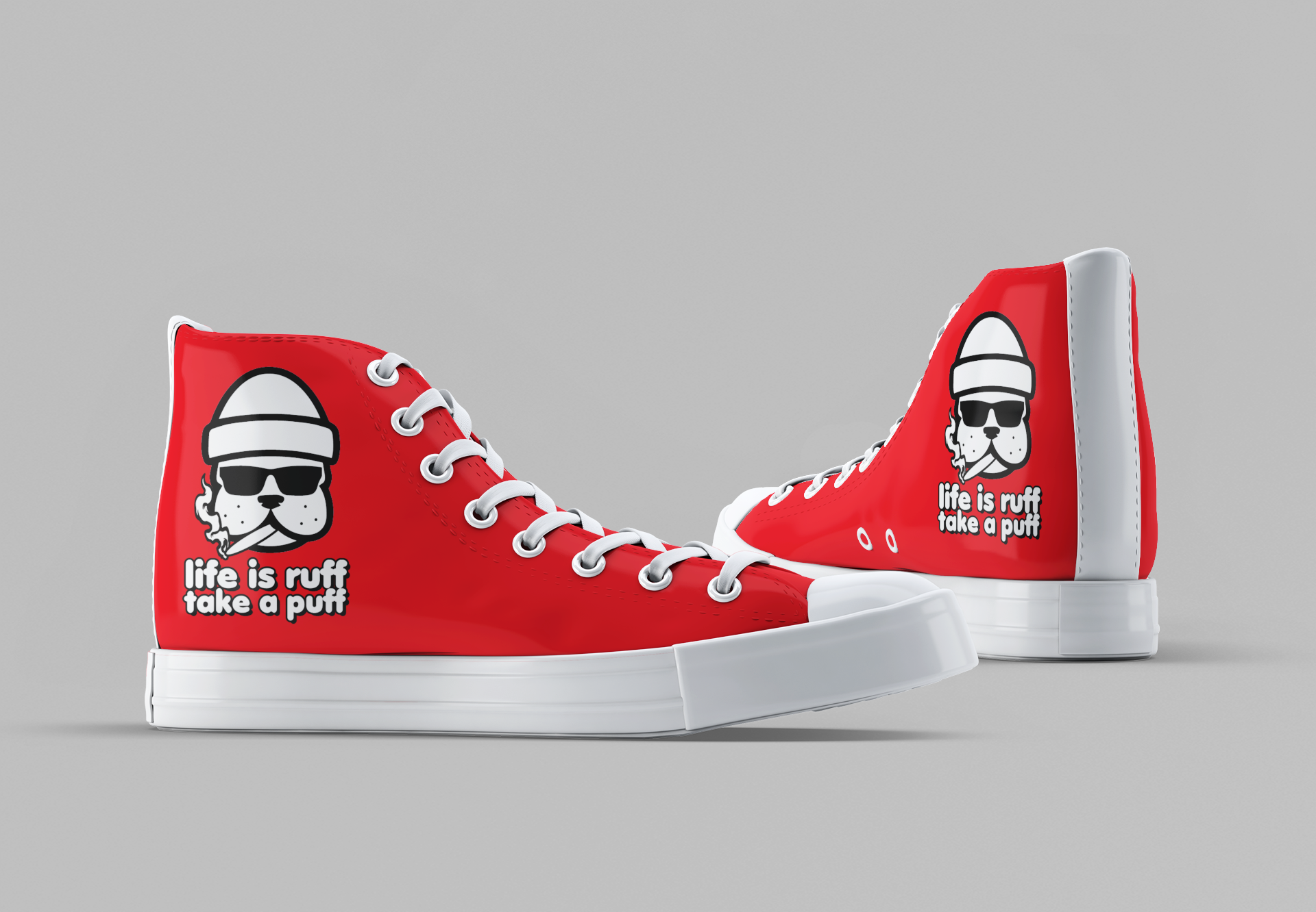 Life Is Ruff [Red] - Men's High Top Sneakers – Rotten Dad