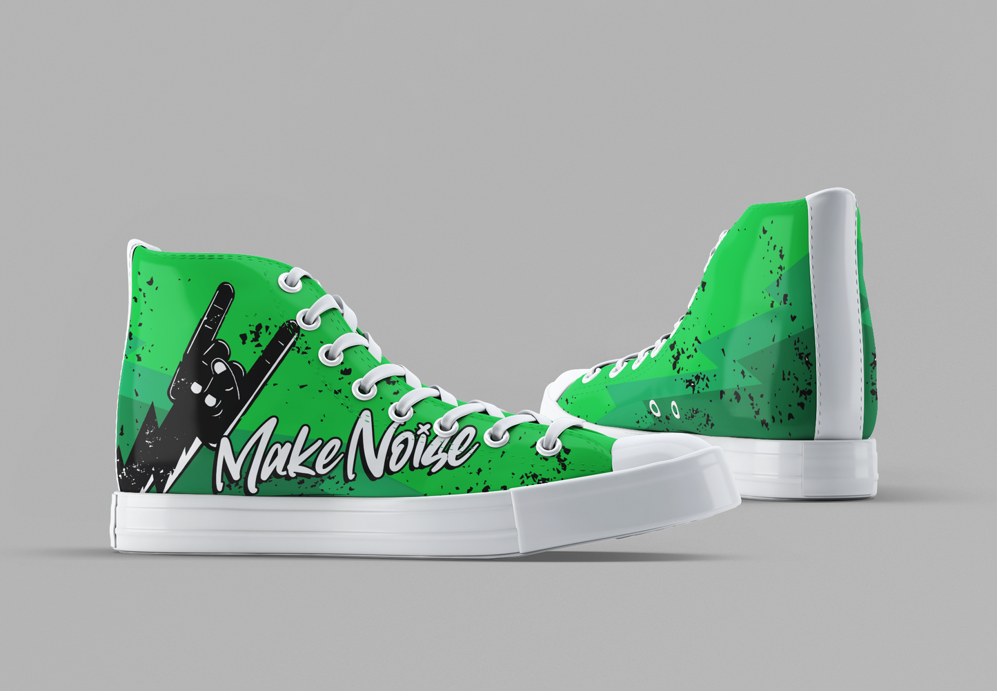 MAKE NOISE  [Green] - Women's High Top Sneakers