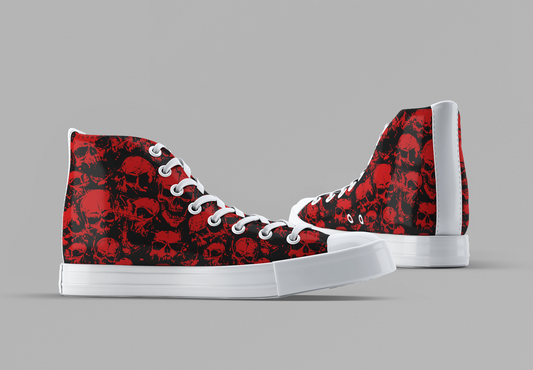 Skulls [Black] - Women's High Top Sneakers