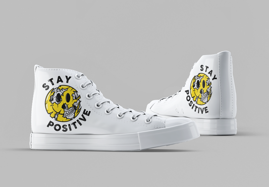 Stay Positive [White] - Women's High Top Sneakers