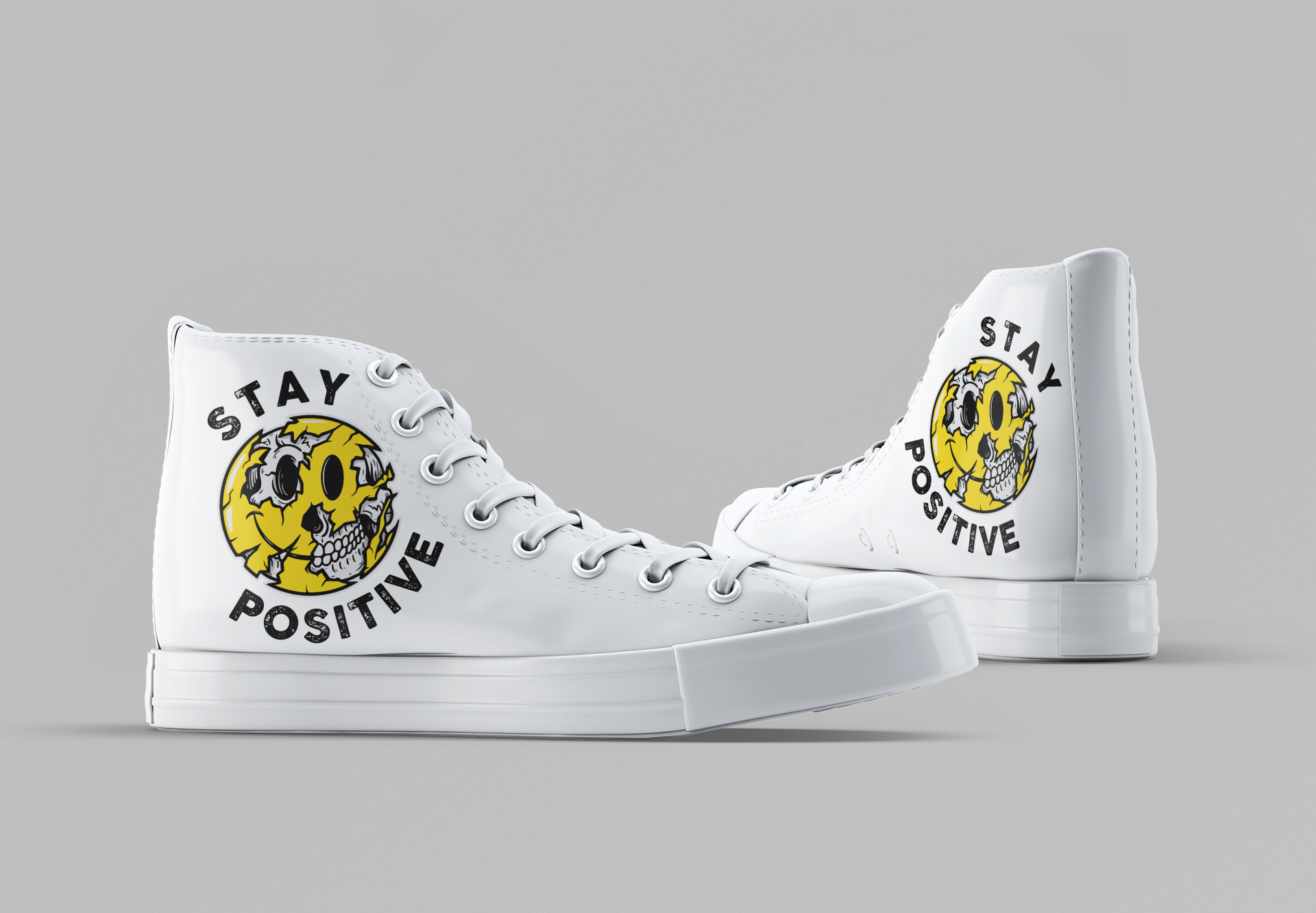 Stay Positive [White] - Men's High Top Sneakers – Rotten Dad