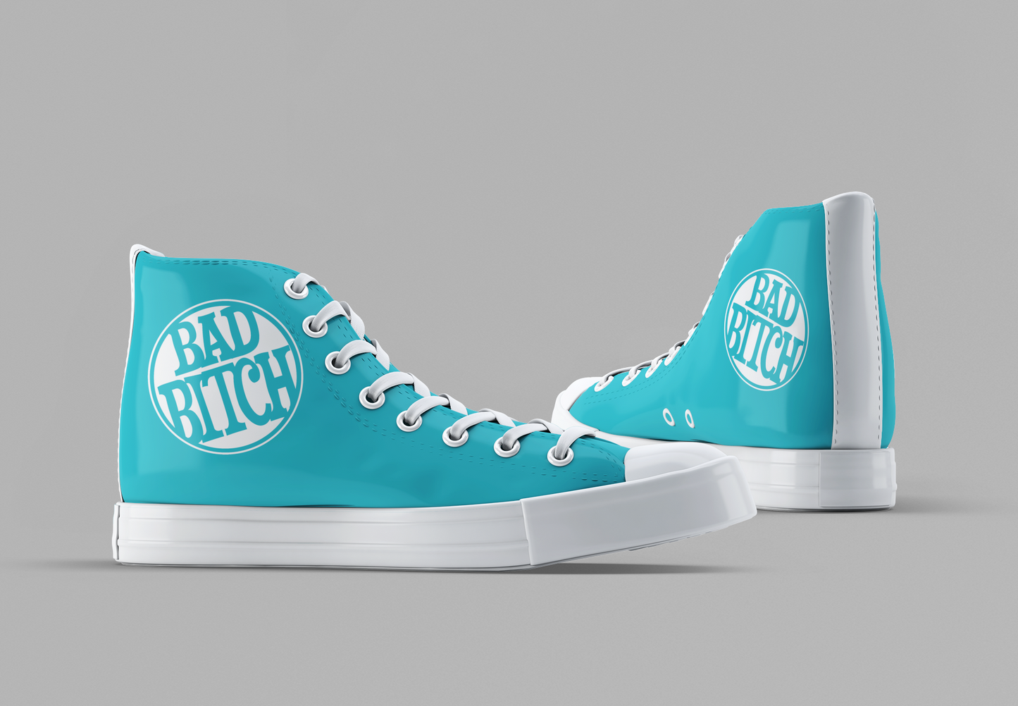 Bad Bitch [Turquoise] - Women's High Top Sneakers