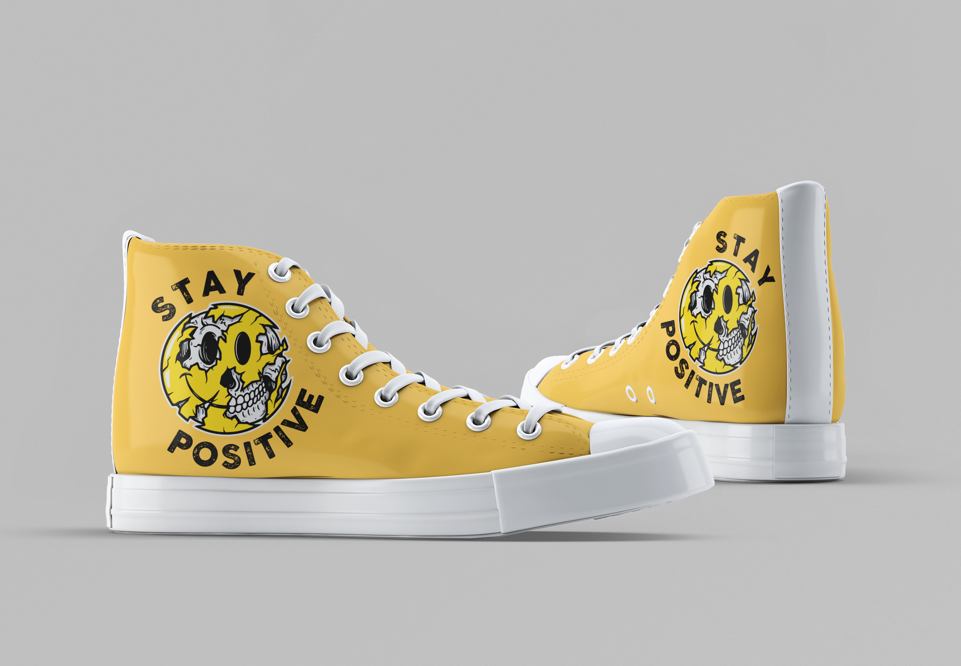 Stay Positive [Yellow] - Men's High Top Sneakers – Rotten Dad