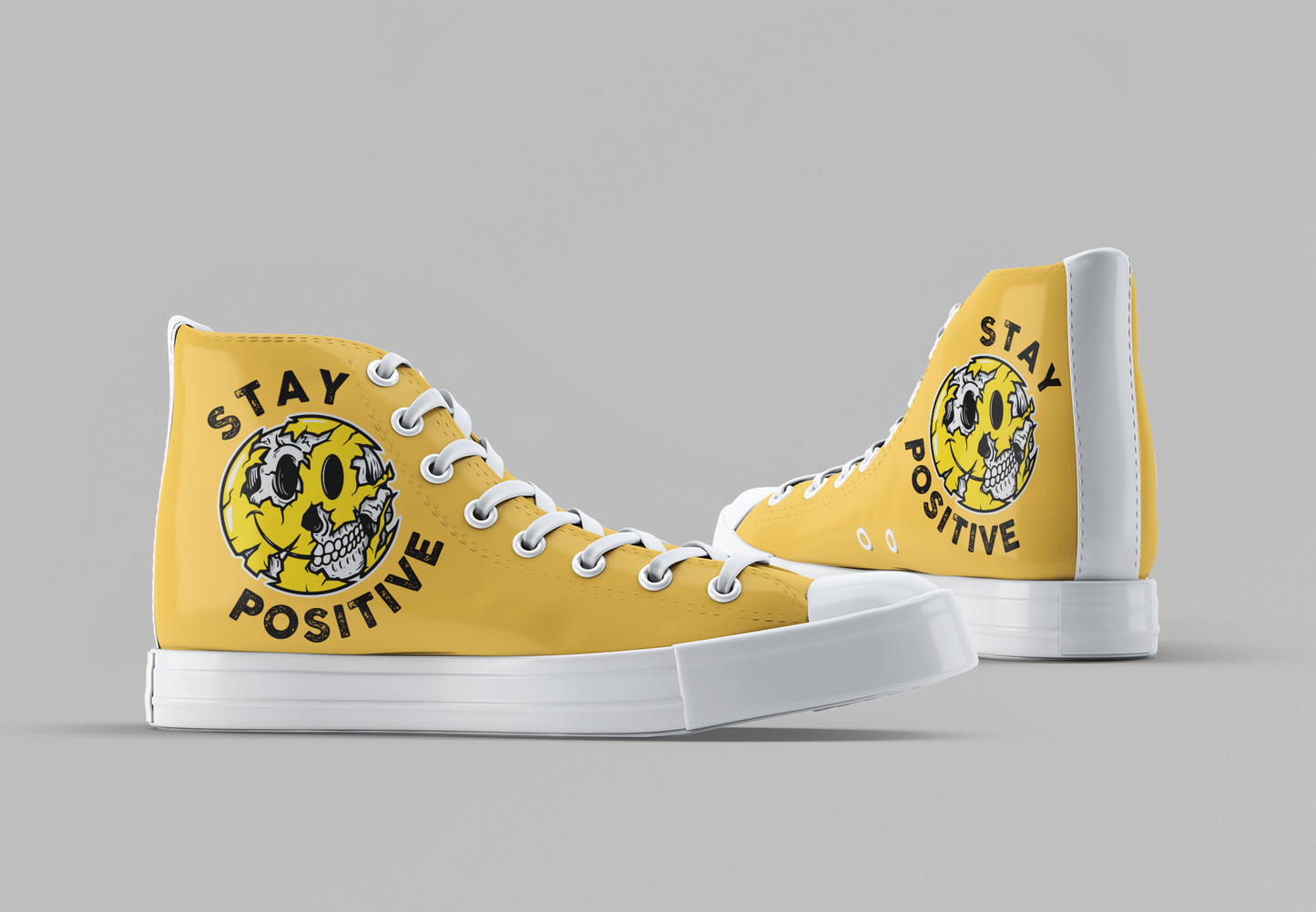 Stay Positive [Yellow] - Women's High Top Sneakers