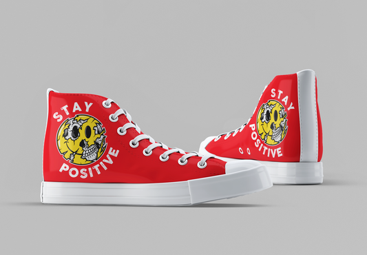 Stay Positive [Red] - Women's High Top Sneakers