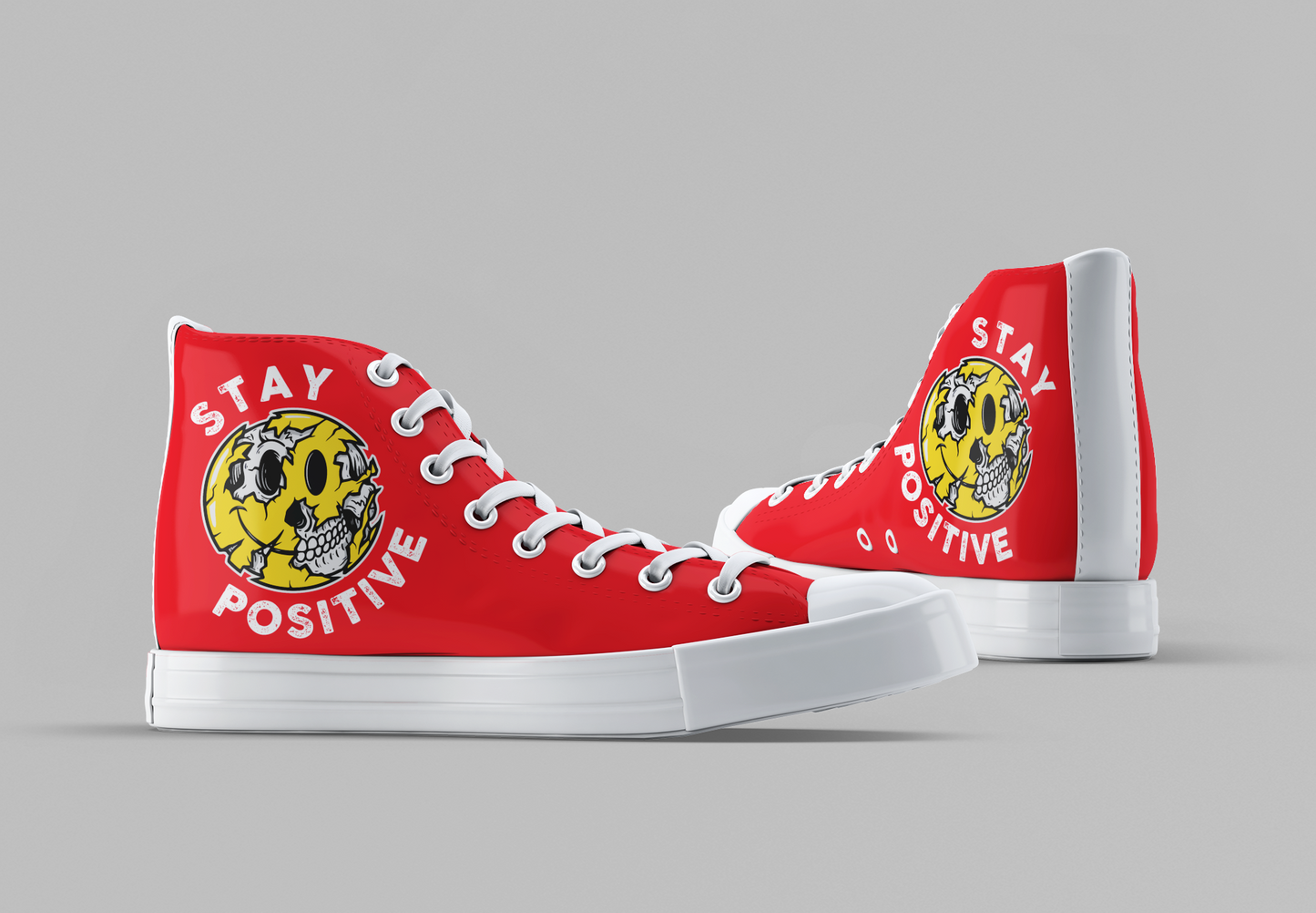 Stay Positive [Red] - Men's High Top Sneakers