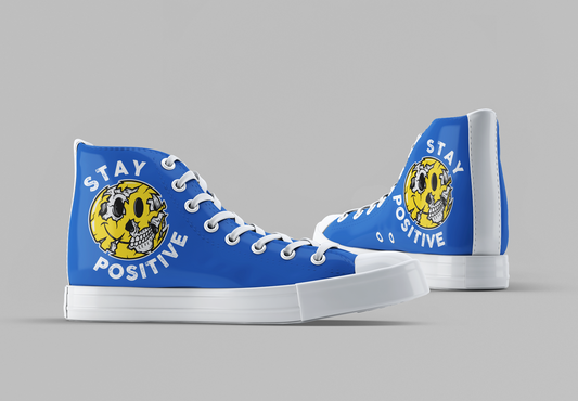 Stay Positive [Blue] - Women's High Top Sneakers