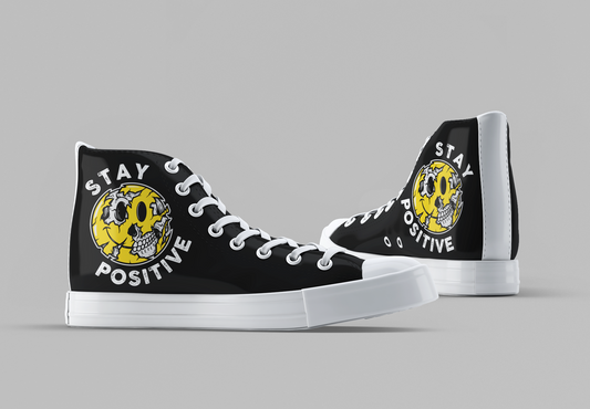 Stay Positive [Black] - Women's High Top Sneakers